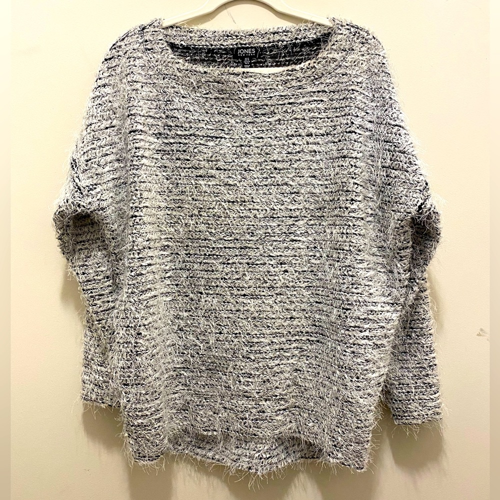 Jones New York, Size M, woman’s Black and White Shaggy style sweater.